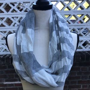 NWT Silver &Gray Metallic Infinity Scarf